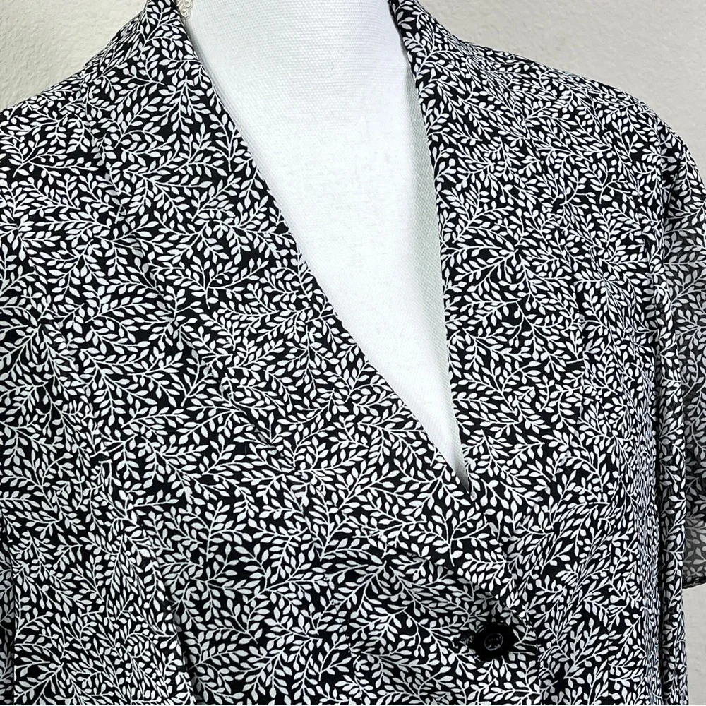 Vintage Spago Collection Blouse Women's 16W Button Up Short Sleeve Leaf Print - Picture 4 of 8